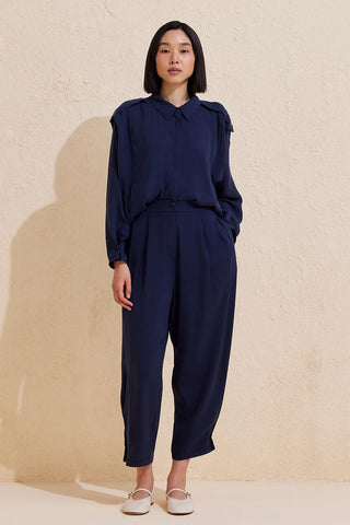Helen Shirt Trousers Set Navy Blue