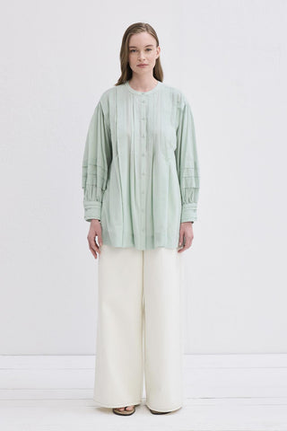 Henri Tucked Voile Shirt Mint Green