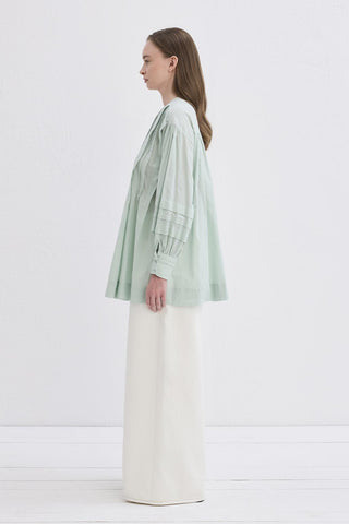 Henri Tucked Voile Shirt Mint Green