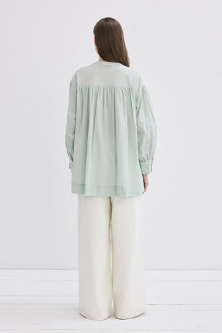 Henri Tucked Voile Shirt Mint Green