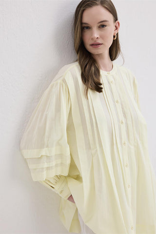 Henri Tucked Voile Shirt Yellow