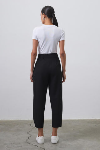 High Waist Carrot Fit Trousers Black