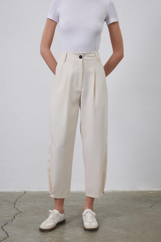 High Waist Carrot Fit Trousers Bone