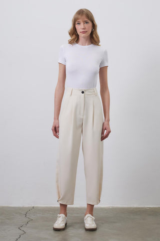 High Waist Carrot Fit Trousers Bone