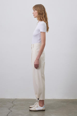 High Waist Carrot Fit Trousers Bone
