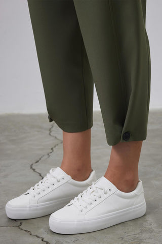 High Waist Carrot Fit Trousers Green