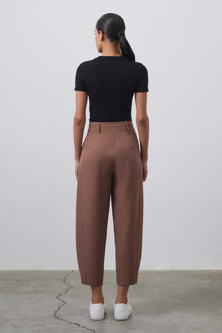 High Waist Carrot Fit Trousers Sand