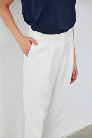 High Waist Dart Detailed Trousers Ecru