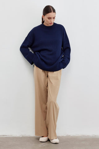 High Waisted Pleated Palazzo Trousers Camel