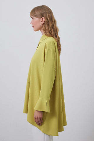 Huni Shirt with Funnel Sleeve Detail Lime