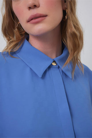 Huni Shirt with Funnel Sleeve Detail Blue