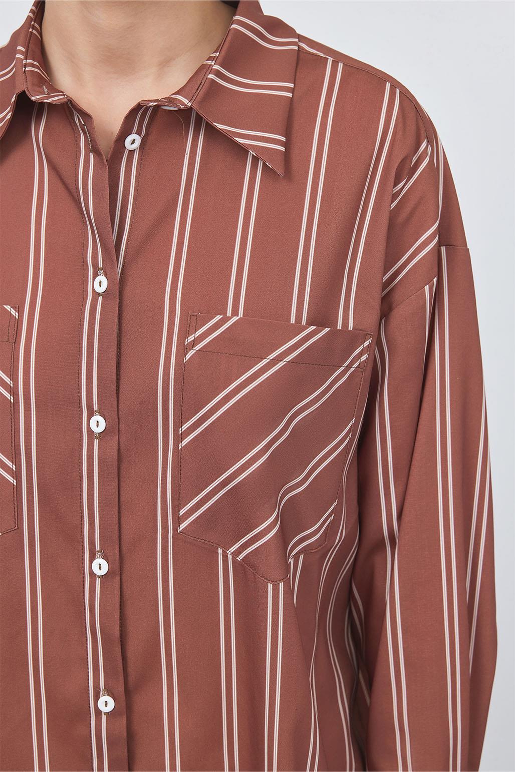 Hupe Striped Shirt Brown