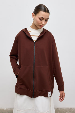 Hooded Cardigan Brown