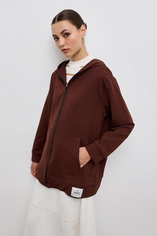 Hooded Cardigan Brown