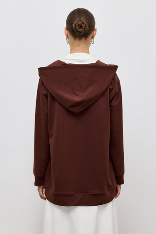 Hooded Cardigan Brown