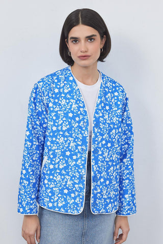 Inda Quilted Patterned Jacket Blue