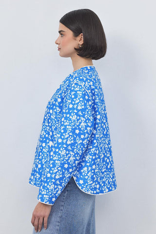 Inda Quilted Patterned Jacket Blue