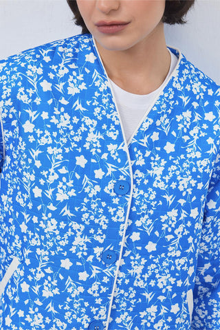 Inda Quilted Patterned Jacket Blue