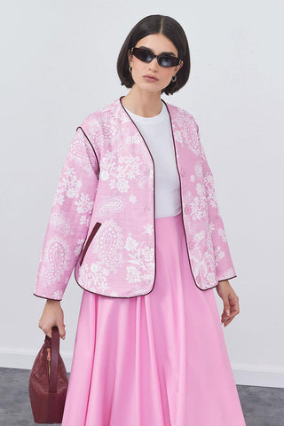 Inda Quilted Patterned Jacket Pink