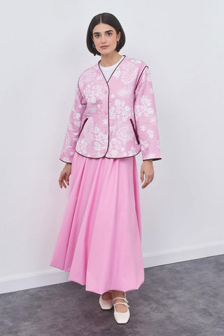 Inda Quilted Patterned Jacket Pink