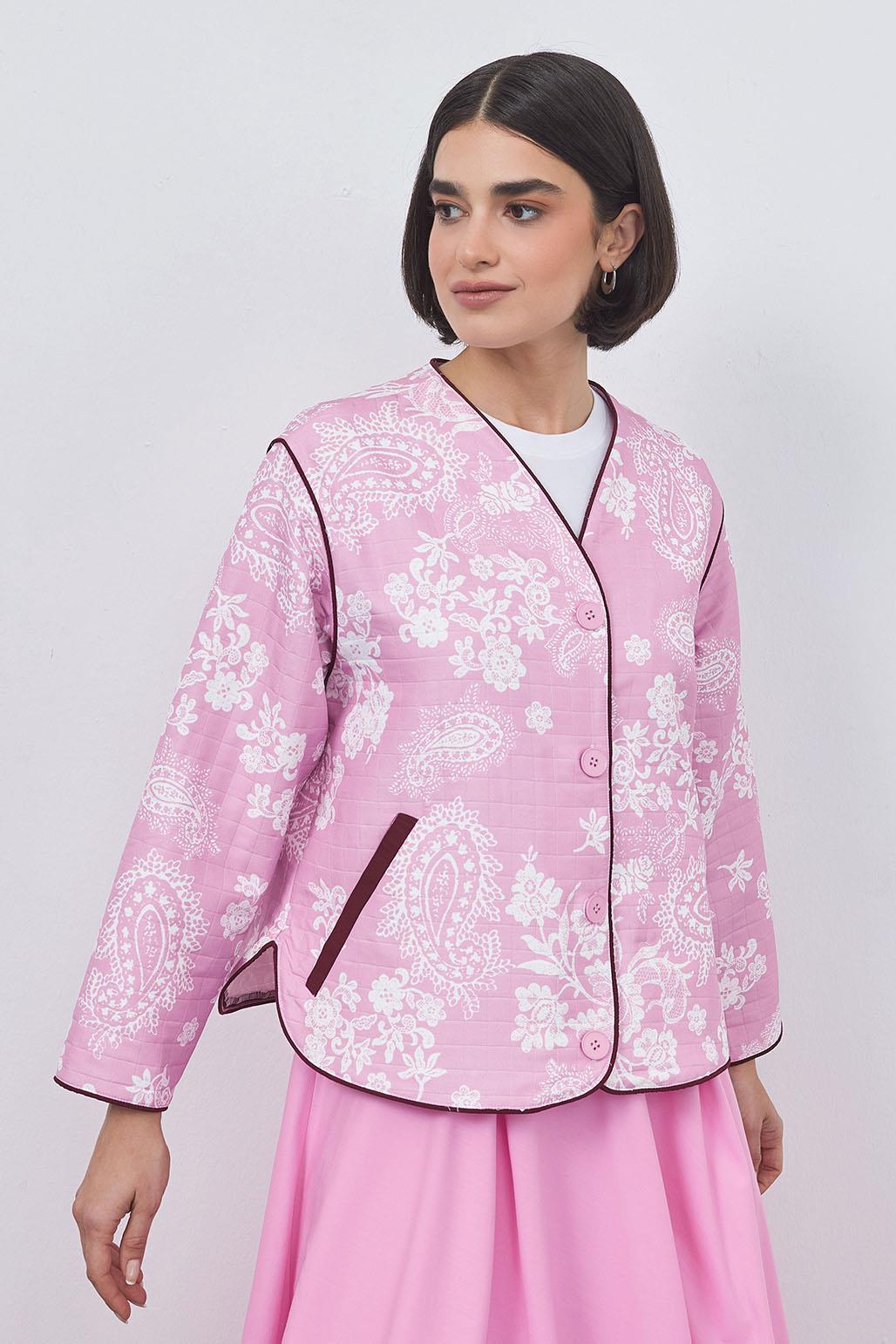 Inda Quilted Patterned Jacket Pink
