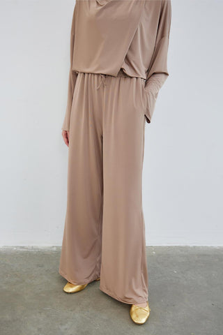 Silk Knitted Extra Loose Trousers Mink