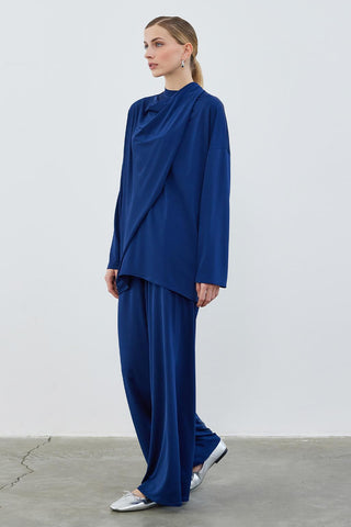 Silk Knitted Relax Tunic Navy Blue