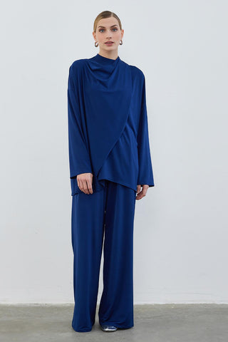 Silk Knitted Relax Tunic Navy Blue