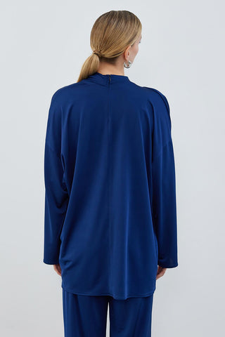 Silk Knitted Relax Tunic Navy Blue