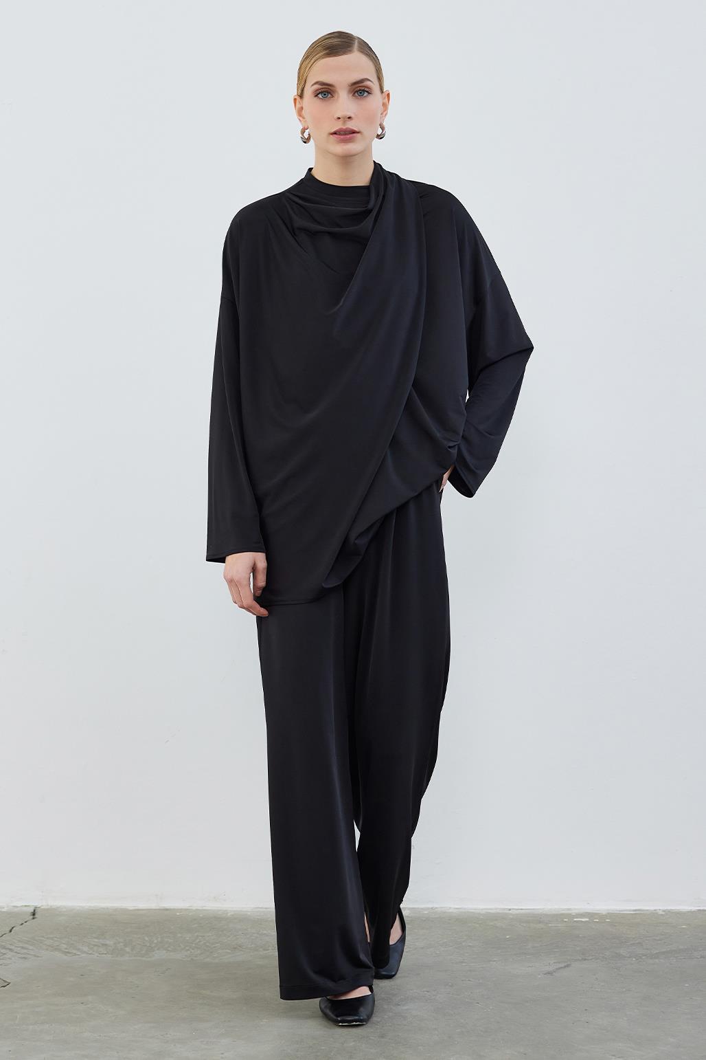 Silk Knitted Relax Tunic Black