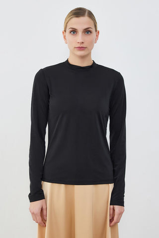 Silk Knitted Long Sleeve Blouse Black