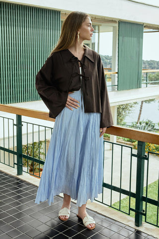 Isabel Collared Tied Shirt Brown