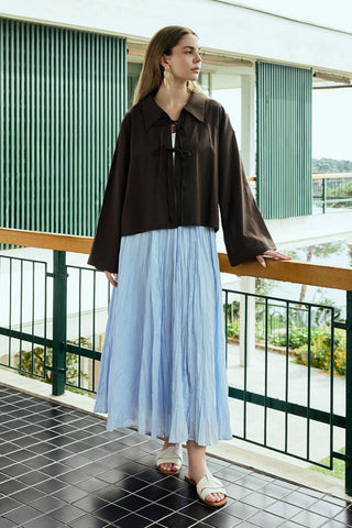 Isabel Collared Tied Shirt Brown