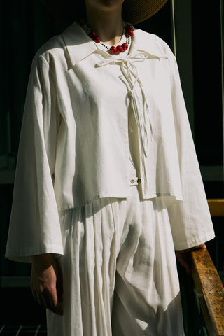 Isabel Collared Tied Shirt in Ecru