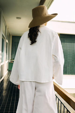 Isabel Collared Tied Shirt in Ecru