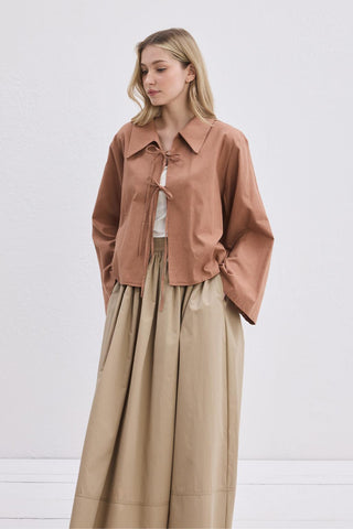 Isabel Collared Tied Shirt Marsala