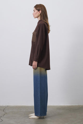 Jeya Shirt with Studed Pockets Brown