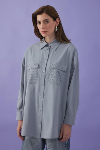 Jeya Shirt with Studed Pockets Gray