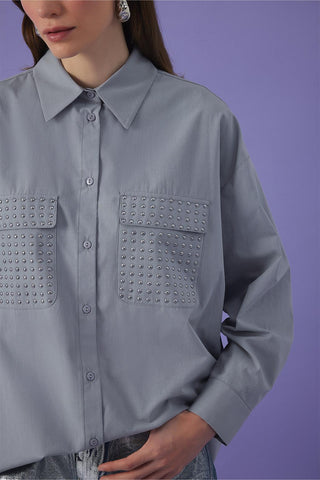 Jeya Shirt with Studed Pockets Gray