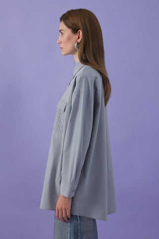 Jeya Shirt with Studed Pockets Gray