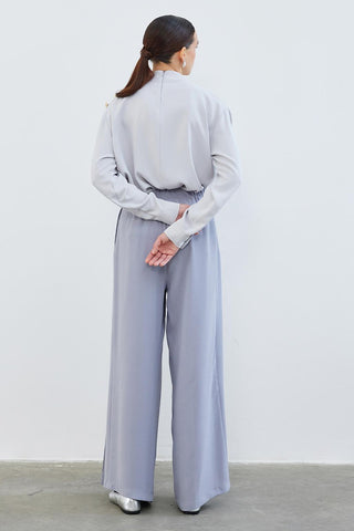 Judi Pleated Loose High Waist Trousers Gray