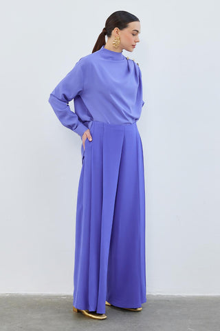 Judi Pleated Loose High Waist Trousers Lavender