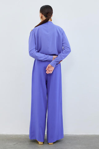 Judi Pleated Loose High Waist Trousers Lavender