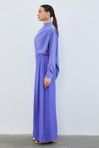 Judi Pleated Loose High Waist Trousers Lavender
