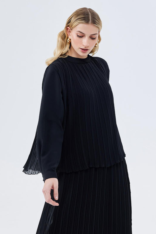 Julia Pleated Detailed Tunic Skirt Black
