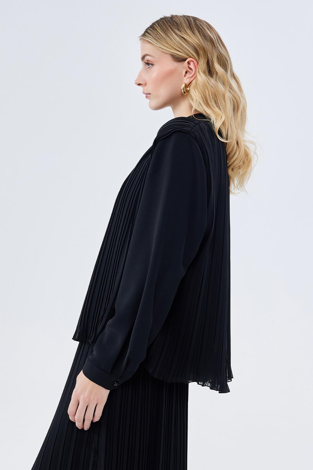 Julia Pleated Detailed Tunic Skirt Black