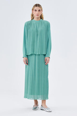 Julia Pleated Detailed Tunic Skirt Mint