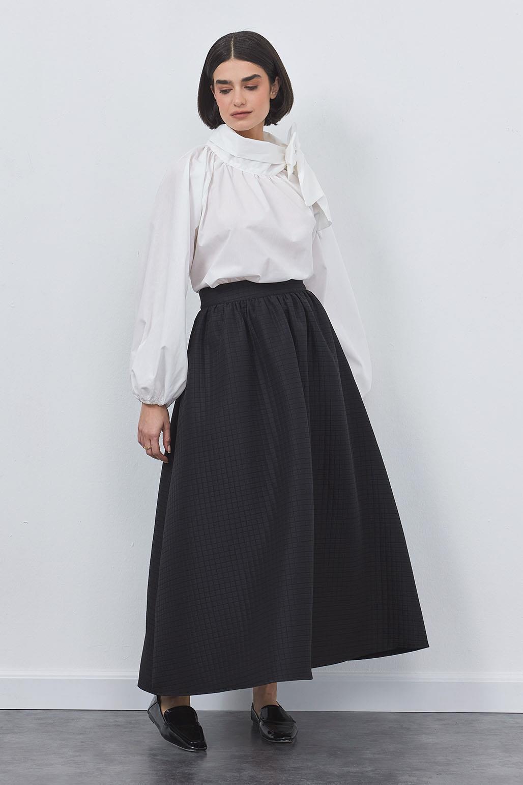 Kaje Quilted Shirred Skirt Black