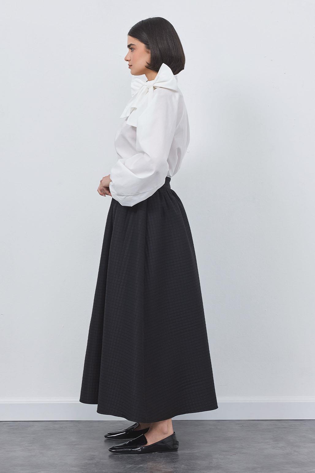 Kaje Quilted Shirred Skirt Black
