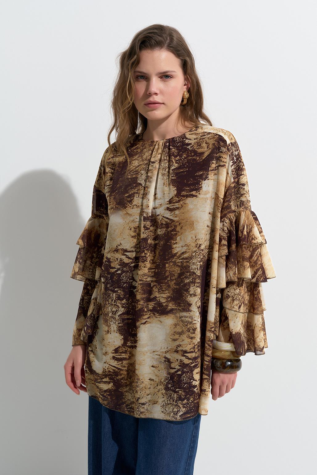 Kalia Patterned Tunic Brown